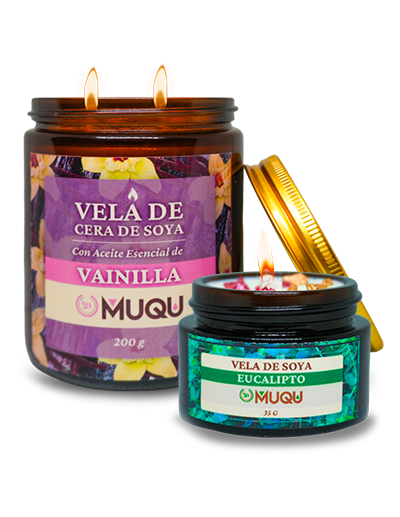 Velas de soya aromáticas MUQU para rituales de bienestar y aromaterapia